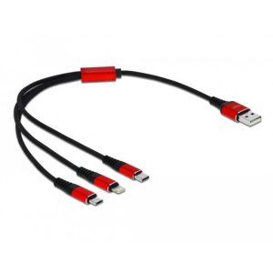 Câble charge USB A Lightning/Micro USB /USB C 30cm - 85891