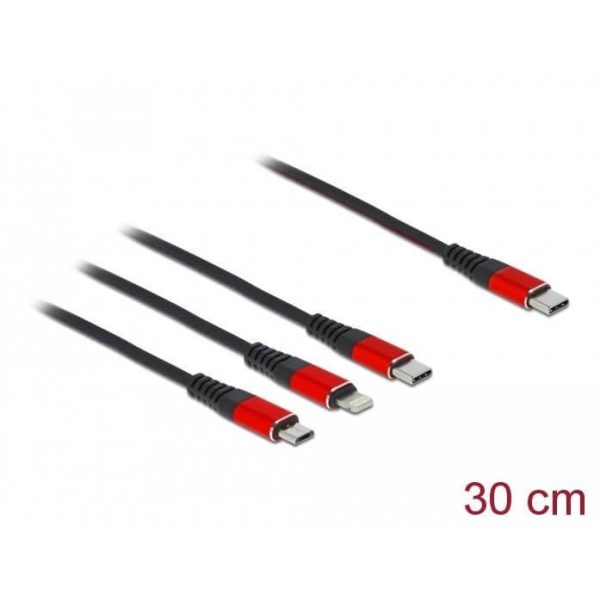 Câble charge USB C Lightning/Micro USB /USB C 30cm - 86710