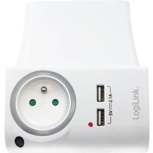 Prise secteur 220v M/F + charge 2x USB 2,1A - PA0166