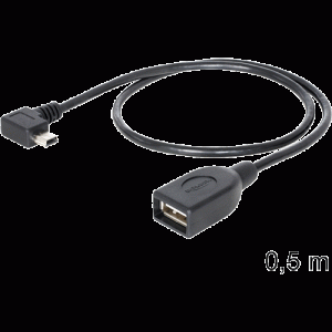 Câble USB OTG A F - Mini B M coudé 50cm - 83356