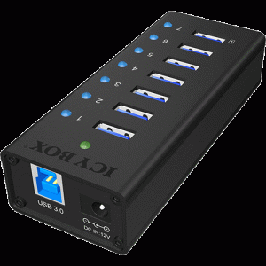 Hub USB 3.0 externe 7 ports avec alimentation - IB-AC618