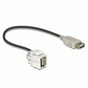 Embase Keystone USB 2.0 A F/F 250° avec câble 20cm - 86329