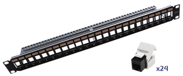 Panneau de brassage 24 ports 19" 1U Cat 6 U/UTP - EO5324U6