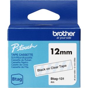 Ruban Btag non-laminé 12mm Noir/Transparent - BTAG131