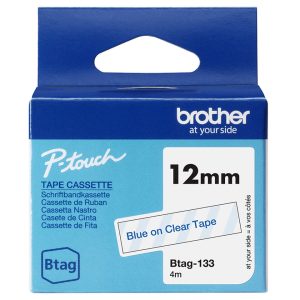 Ruban Btag non-laminé 12mm Bleu/Transparent - BTAG133