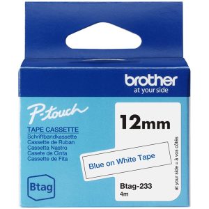 Ruban Btag non-laminé 12mm Bleu/Blanc - BTAG233