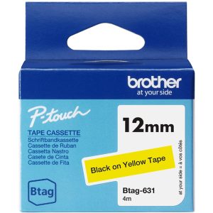 Ruban Btag non-laminé 12mm Noir/Jaune - BTAG631