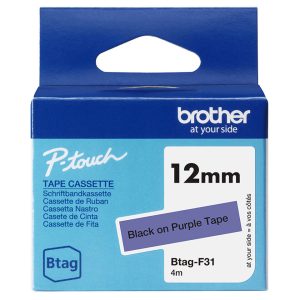 Ruban Btag non-laminé 12mm Noir/Violet - BTAGF31