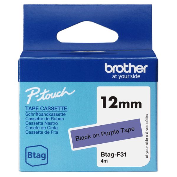 Ruban Btag non-laminé 12mm Noir/Violet - BTAGF31