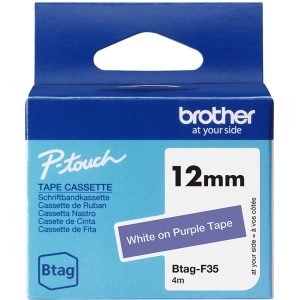 Ruban Btag non-laminé 12mm Blanc/Violet - BTAGF35