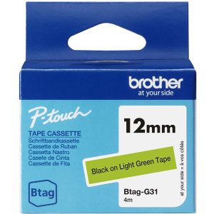Ruban Btag non-laminé 12mm Noir/Vert - BTAGG31