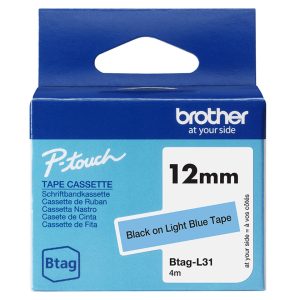 Ruban Btag non-laminé 12mm Noir/Bleu - BTAGL31
