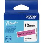 Ruban Btag non-laminé 12mm Noir/Rose - BTAGP31