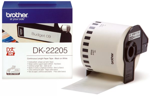 Ruban continu papier adhésif 62mm noir / blanc - DK22205