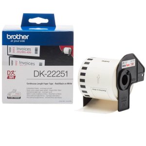 Rouleau continu adhésif 62mm x 15,24m imp. Noir - DK22251
