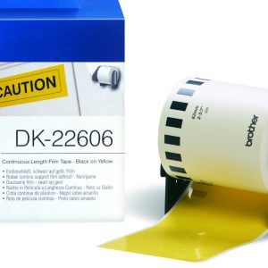 Ruban continu film adhésif 62mm noir / jaune - DK22606