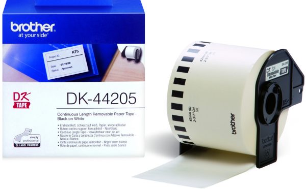 Ruban cont. papier repositionnable 62mm noir/blanc - DK44205
