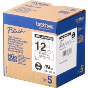 Rubans HG HIGH GRADE laminé 12mm Noir/Blanc - HGE231V5