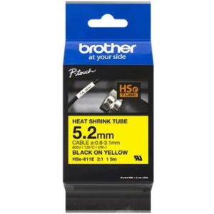 Rubans thermo rétractable, 5.2mm-1.5m Noir/Jaune - HSE611E