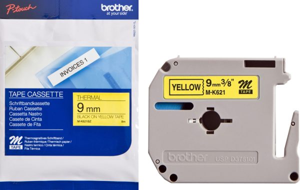 Ruban cassette MK 9mm noir / jaune - MK621BZ