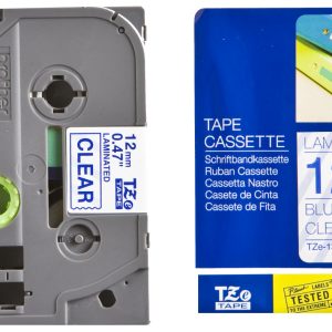 Ruban TZ laminé 12mm bleu / transparent - TZE133