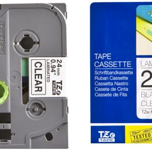 Ruban TZ laminé 24mm noir / transparent - TZE151