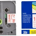 Ruban TZ laminé 18mm rouge / blanc - TZE242