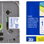 Ruban TZ laminé 18mm bleu / blanc - TZE243