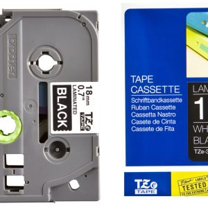 Ruban TZ laminé 18mm blanc / noir - TZE345