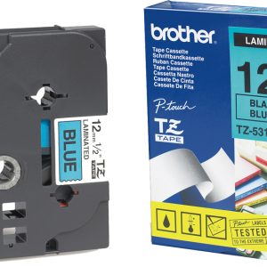 Ruban TZ laminé 12mm noir / bleu - TZE531