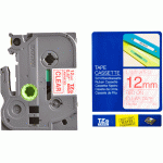 Ruban TZ laminé 12mm Rouge/Transparent - TZE132