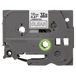 Ruban TZ laminé 12mm Blanc/Transparent - TZE135