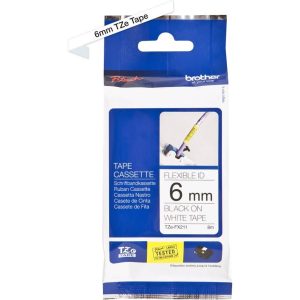 Ruban TZ flexible 6mm Noir/Blanc - TZEFX211