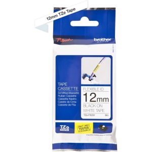 Ruban TZ flexible 12mm noir / blanc - TZEFX231