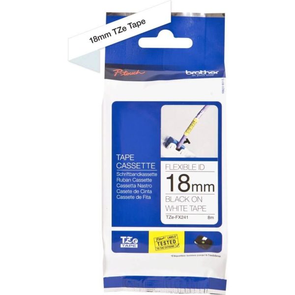 Ruban TZ laminé flexible 18mm Noir/Blanc - TZEFX241