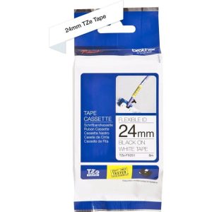 Ruban TZ flexible 24mm Noir/Blanc - TZEFX251