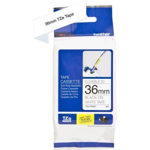 Ruban TZ laminé flexible 36mm Noir/Blanc - TZEFX261