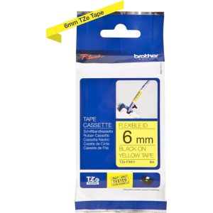 Ruban TZ laminé flexible 6mm Noir/Jaune - TZEFX611