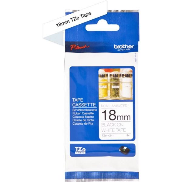 Ruban TZEN non-laminé 18mm Noir/Blanc - TZEN241