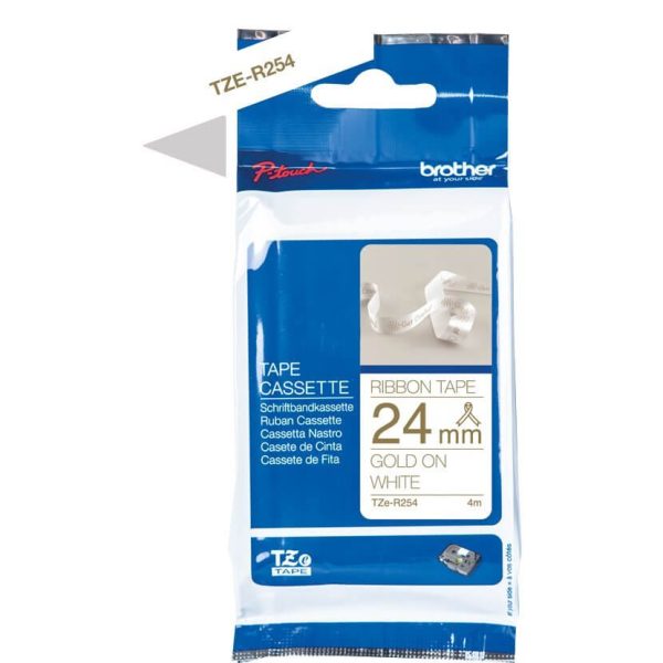 Ruban TZER254 24mm or / blanc tissu non adhésif - TZER254