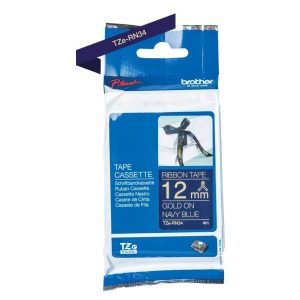 Ruban TZER tissus Or sur Bleu Nuit 12mm (4m) - TZERN34