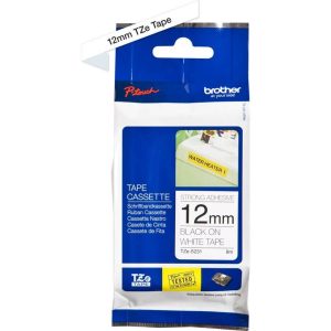 Ruban TZES adhésif puissant 12mm noir / blanc - TZES231