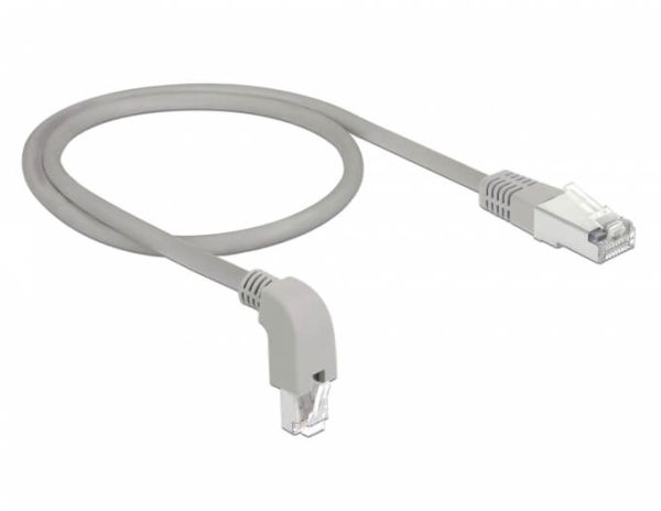 Cordon RJ45 Cat 6a S/FTP coudé B/ droit 0,5m beige - 85873