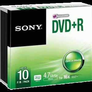 Pack de 10 DVD+R 16X boitier slim - 10DPR47SS