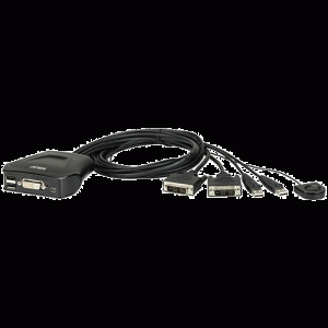 Mini switch KVM 2 ports DVI USB câbles int. Téléc. - CS22D-AT