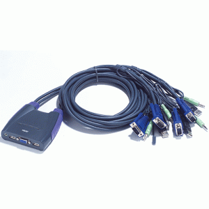 Mini switch KVM 4 ports VGA USB audio câbles int. - CS64US-AT