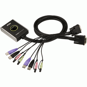 Mini Switch KVM 2 ports DVI USB audio + câbles - CS682-AT