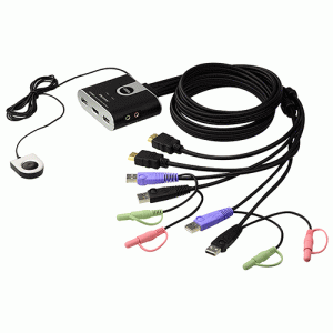 Mini Switch KVM 2 ports HDMI USB audio + câbles - CS692-AT