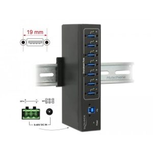Hub USB 3.0 industriel 7 ports montage rail Din - 63311