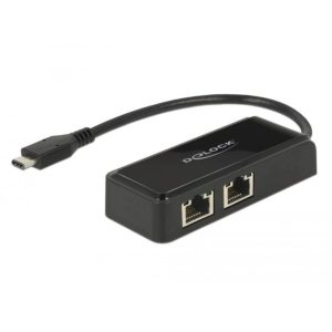 Adaptateur ethernet USB Type C 3.1 2x Giga noir - 63927